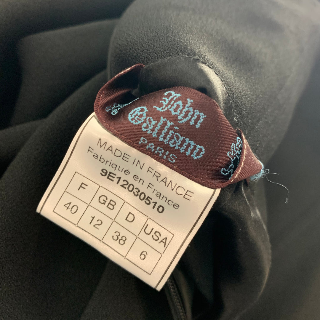 JOHN GALLIANO Size 6 Black Acetate Viscose Pencil Skirt