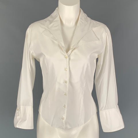 ANNE FONTAINE Blusa de manga 3/4 de algodón blanco talla 6