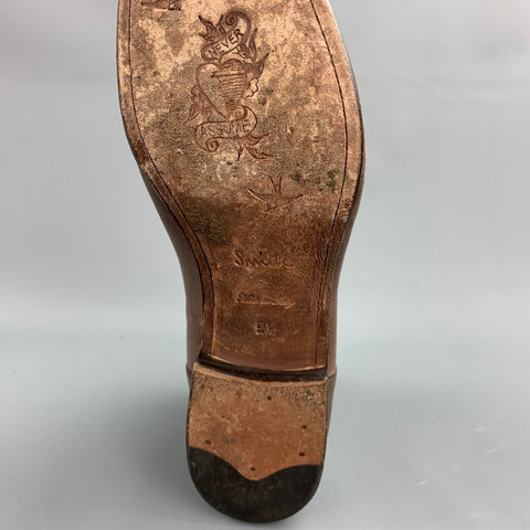 PAUL SMITH Taille 9,5 Bottines à lacets en cuir vieilli marron