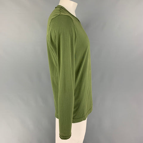 BOTTEGA VENETA Size L Olive Cotton Long Sleeve T-shirt