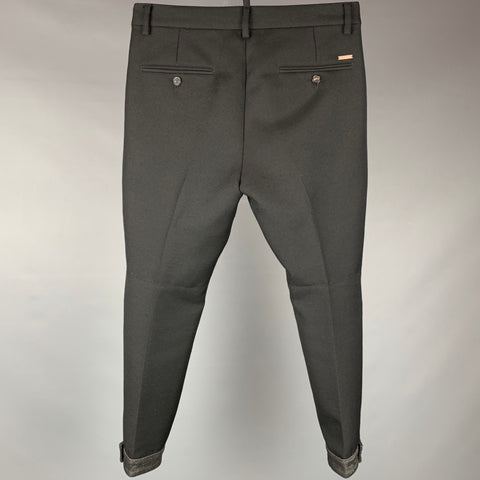 DSQUARED2 Size 28 Black Wool Blend Cropped Dress Pants