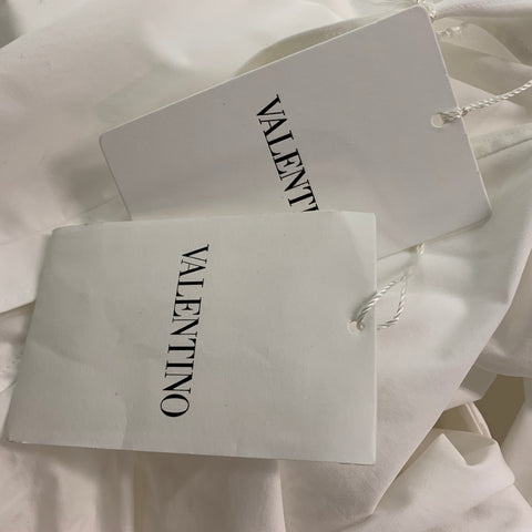 VALENTINO Size M White Solid Cotton Double Layer Long Sleeve Shirt