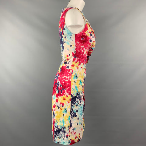 LOVE MOSCHINO Size 6 Multi-Color Paint Splattered Cotton Paint Sleeveless Dress