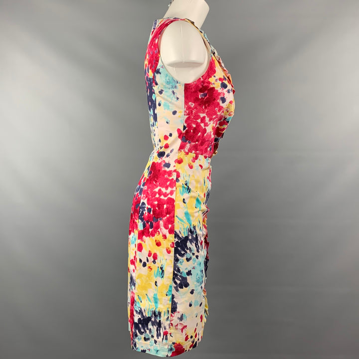 LOVE MOSCHINO Taille 6 Robe sans manches en coton éclaboussé de peinture multicolore