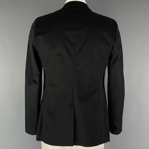 PRADA Size 46 Black Cotton  Elastane Single breasted Sport Coat