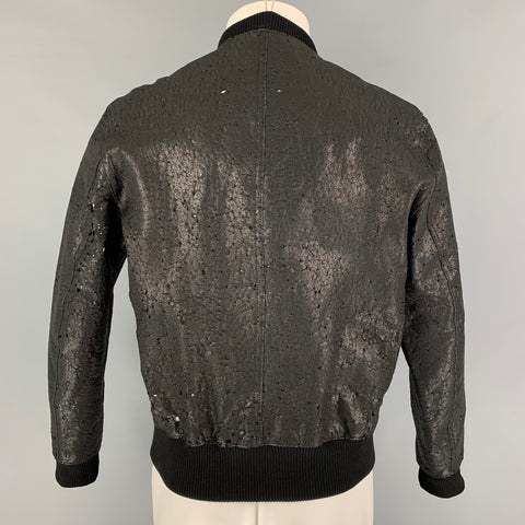 NEIL BARRETT Taille L Veste bomber en cuir vieilli noir