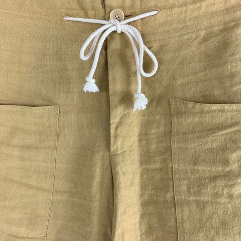 BLLUEMADE Size XS Beige Linen Drawstring Casual Pants