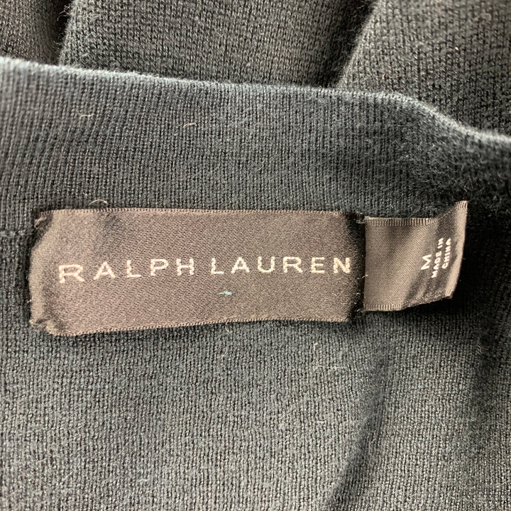 RALPH LAUREN Black Label Size M Black Cotton Blend Epaulettes Pullover Sweater