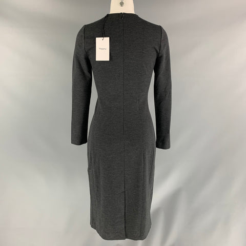 THEORY Size S / 2 Black & Grey Houndstooth Viscose Blend Dress