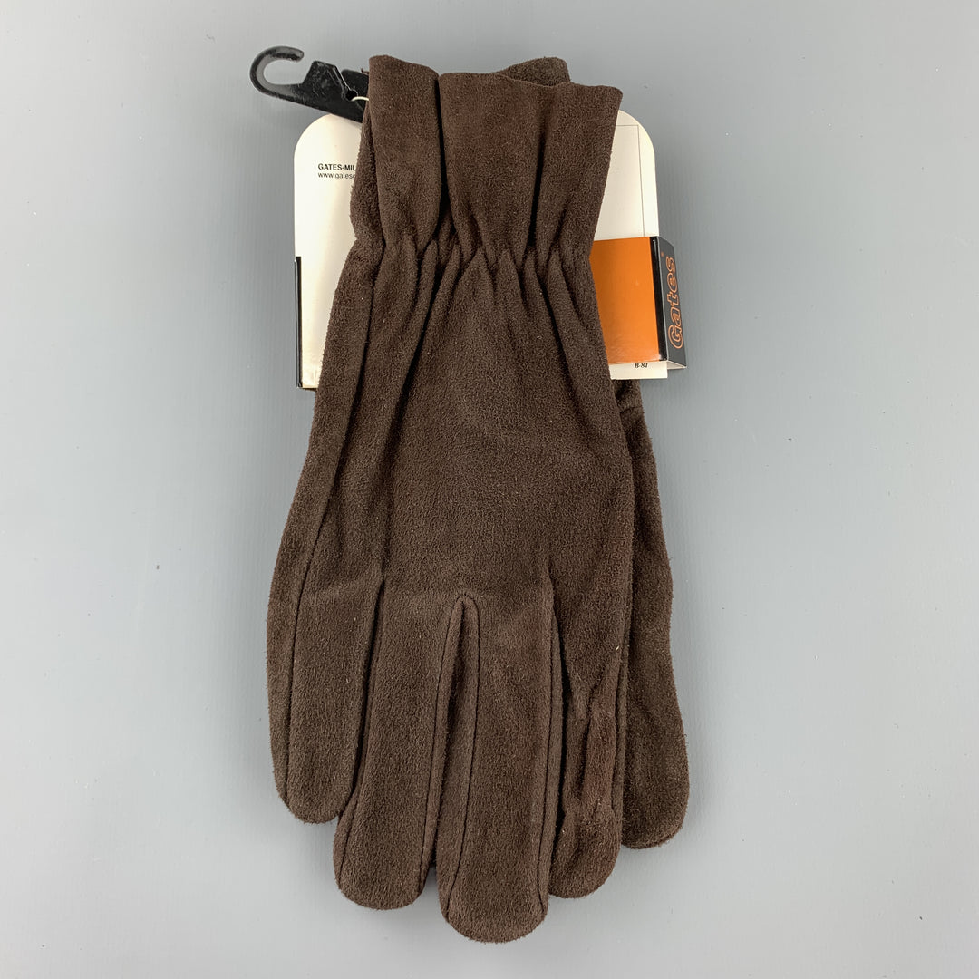 Deadstock Vintage GATES Size S Dark Brown Deer Skin Suede Gloves