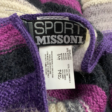 MISSONI Écharpe en tricot de laine mélangée à rayures violettes et grises