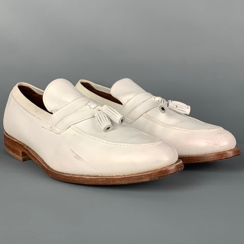ALLEN EDMONDS Size 10.5 White Leather Tassels Loafers
