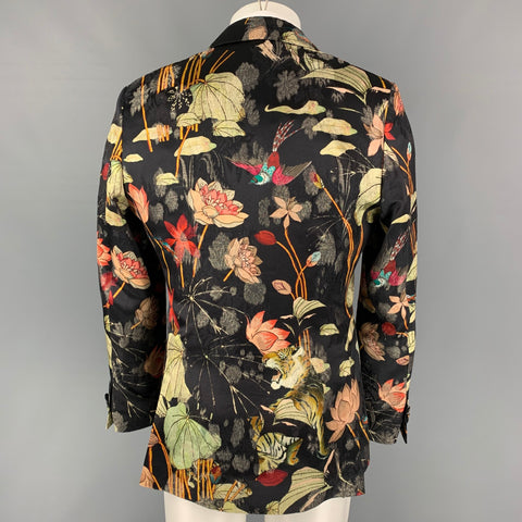 ETRO Size 38 Multi-Color Print Viscose Blend Peak Lapel Sport Coat