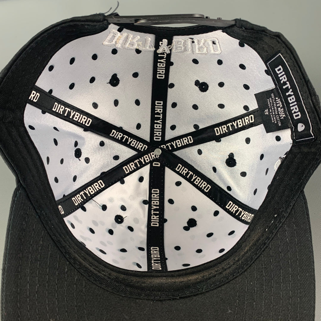 DIRTYBIRD Black White Embroidered Canvas Hat