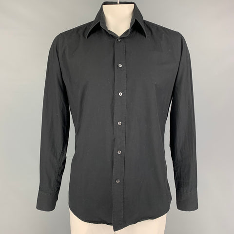 DOLCE &amp; GABBANA Camisa de manga larga con botones de algodón negro talla L