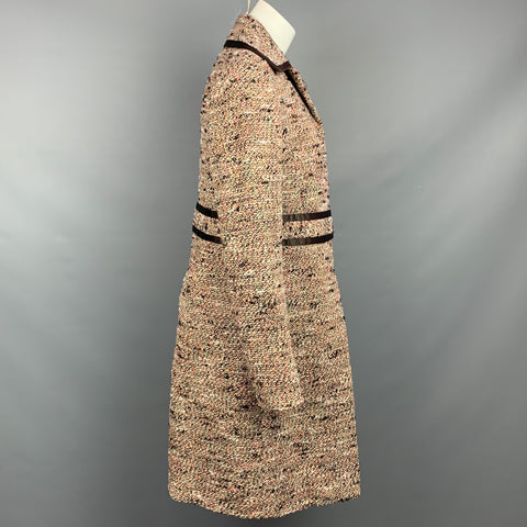 MONIQUE LHUILLIER Size 10 Multi-Color Tweed Wool Blend Coat