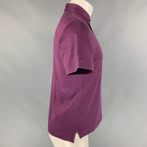 LANVIN Size S Purple Solid Cotton Polo