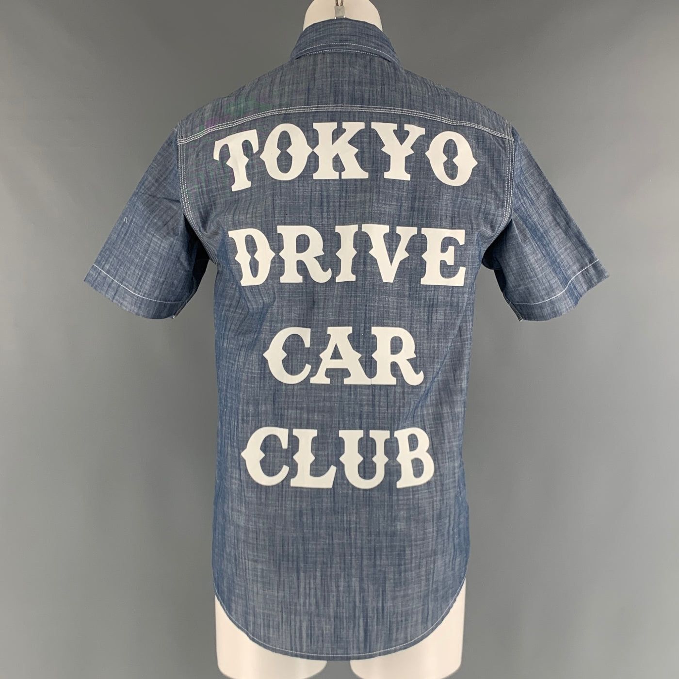 TOKYO DRIVE CAR CLUB Size S Blue Polyester Cotton Logo Short Sleeve Casual Top