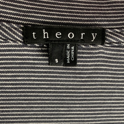 THEORY Size S Black & White  Stripe Cotton Short Sleeve T-shirt