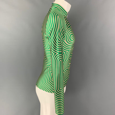 WALTER VAN BEIRENDONCK Size XS Green Striped Jersey Bike Top