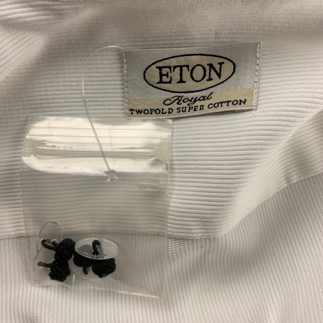 ETON Size L White Cotton Nehru Collar French Cuffs Long Sleeve Shirt