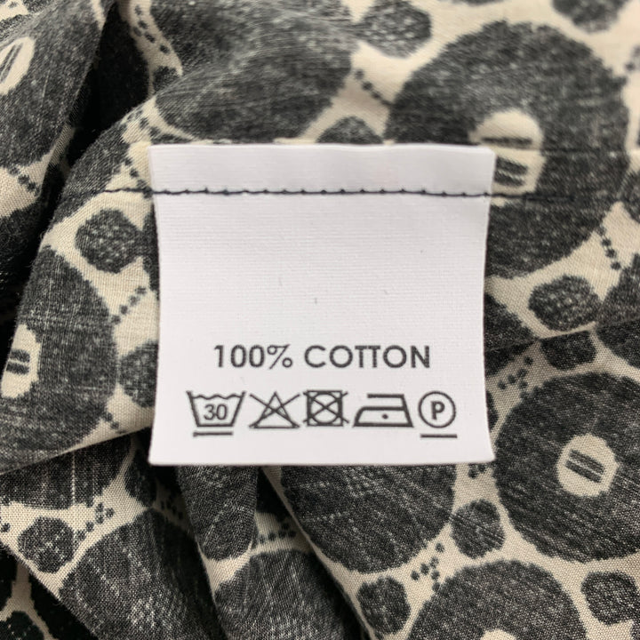 DRIES VAN NOTEN Size XL Black & White Circle Print Cotton Button Up Long Sleeve Shirt