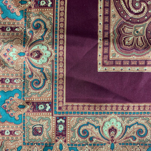 CHRISTIAN DIOR Burgundy Gold Paisley Pocket Square