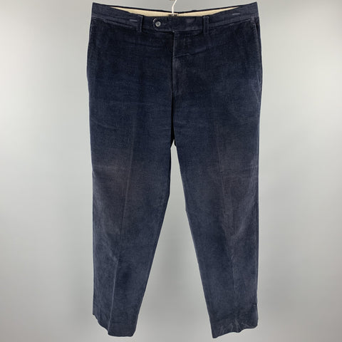 SAKS FIFTH AVENUE Size 36 Navy Corduroy Zip Fly Casual Pants