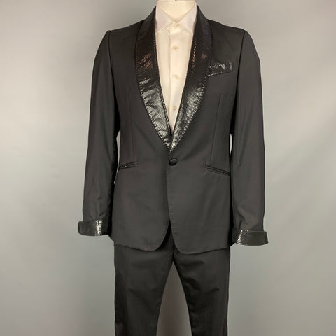 VIVIENNE WESTWOOD MAN Size 42 Black Wool Shawl Collar Tuxedo Suit