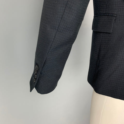 THE KOOPLES Size 36 Black Grid Wool Cotton Peak Lapel Sport Coat