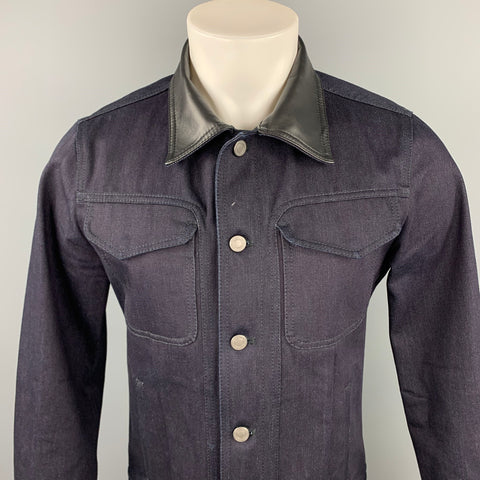 BOTTEGA VENETA Size 40 Indigo Selvedge Denim Trucker Jacket