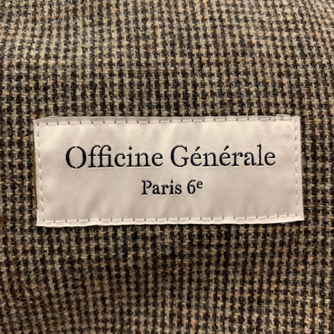 OFFICINE GENERALE Size 42 Brown Oatmeal Houndstooth Wool Blend Sport Coat