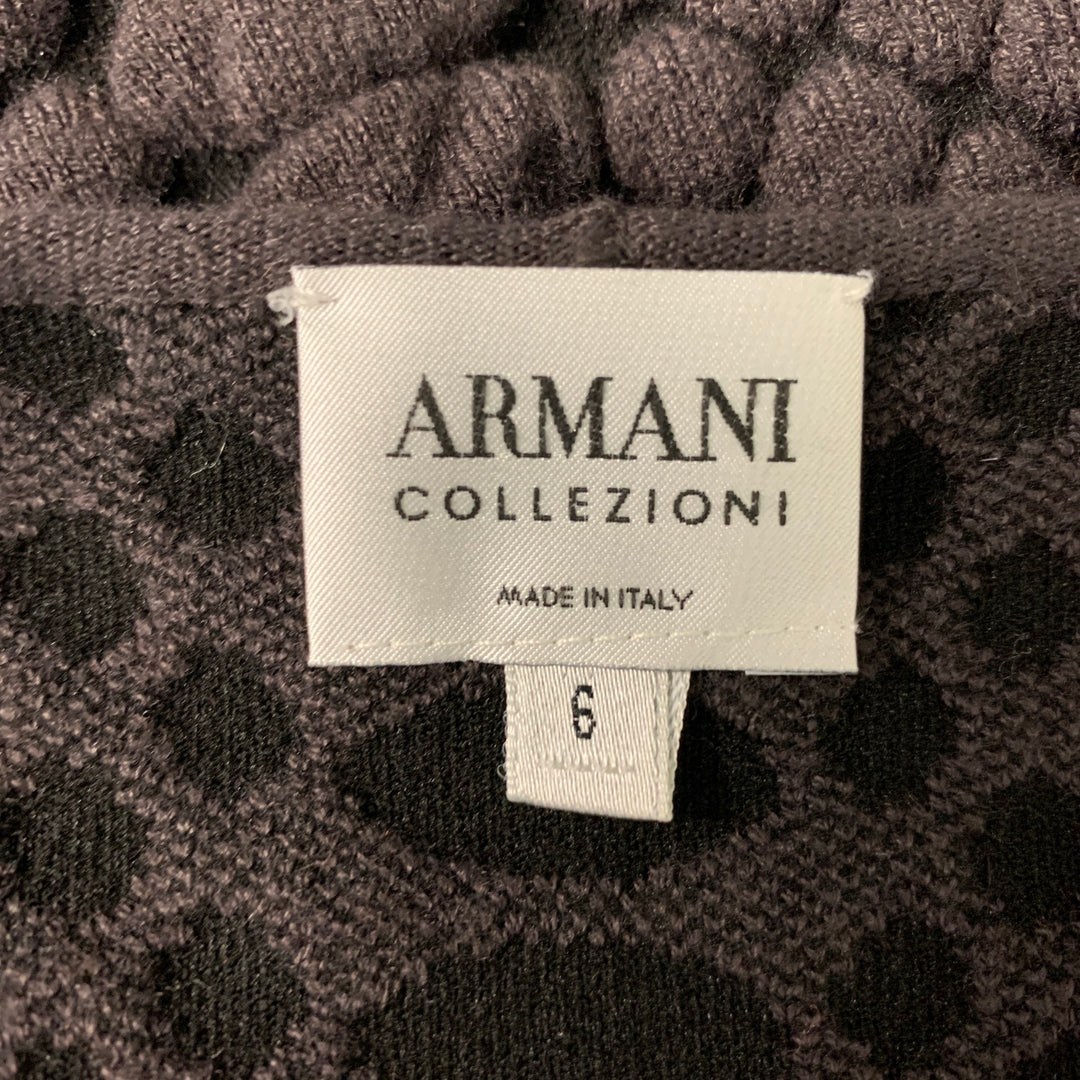ARMANI COLLEZIONI Size 6 Brown &  Black Nylon Blend Dots Pullover