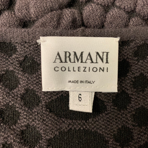 ARMANI COLLEZIONI Size 6 Brown &  Black Nylon Blend Dots Pullover