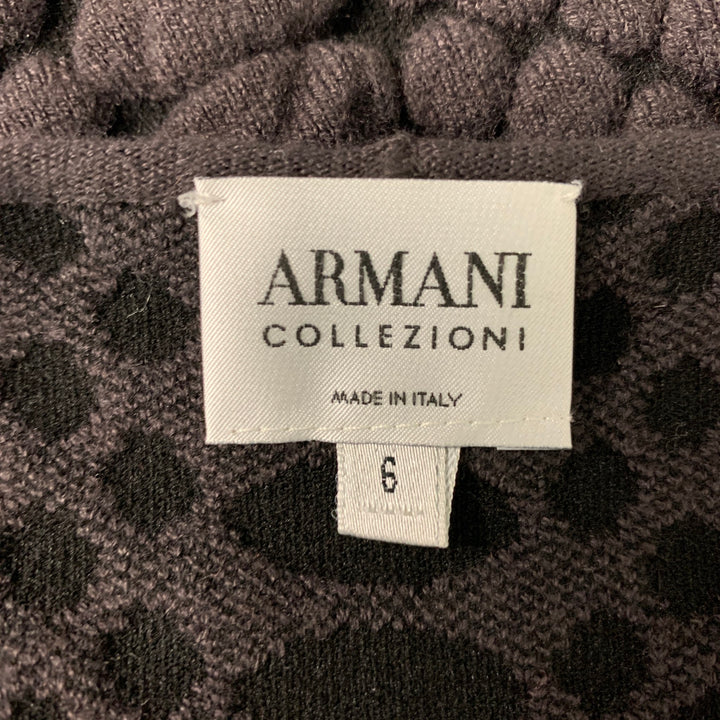 ARMANI COLLEZIONI Size 6 Brown &  Black Nylon Blend Dots Pullover