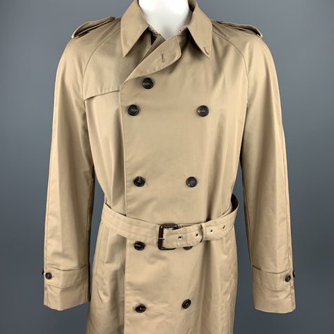 DUNHILL Size XXL Khaki Cotton / Polyamide Double Breasted Trenchcoat