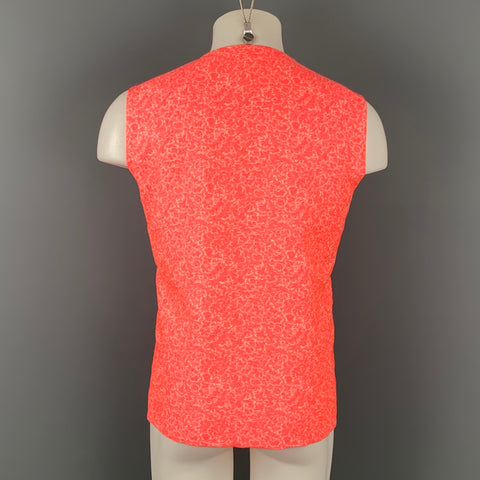 JIL SANDER Size 36 Pink & White Jacquard Cotton Blend Snaps Vest