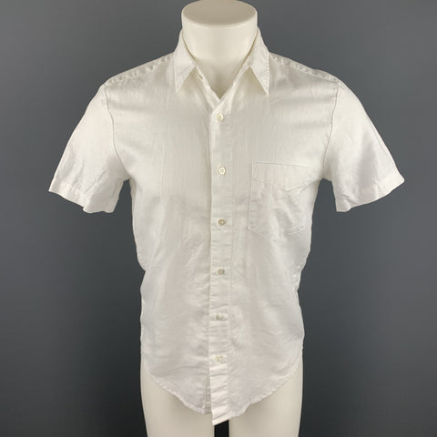 MR. TURK Size XS White Linen / Cotton Button Up Short Sleeve Shirt