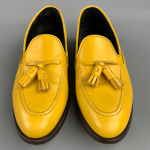 PAUL SMITH Size 8 Yellow Leather Slip On Tassel Loafers