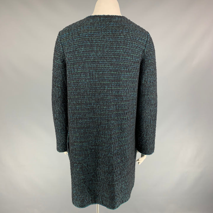 M MISSONI Size 8 Charcoal & Green Knitted Wool Blend Coat
