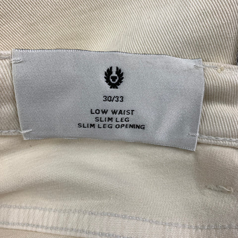 BELSTAFF Size 30 Cream Brown Mixed Fabrics Cotton Blend Slim Low Rise Jeans