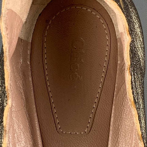 CHLOE Taille 8.5 Ballerines solides en cuir doré