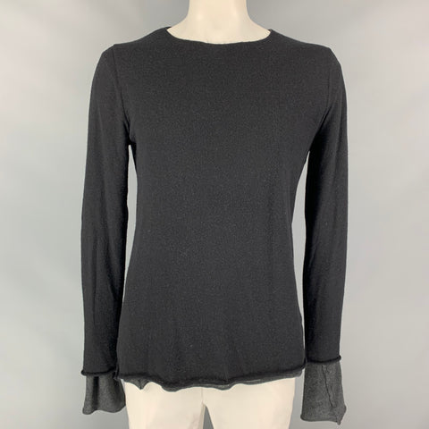 LOST & FOUND Size L Black & Grey Cotton Blend Layered Pullover