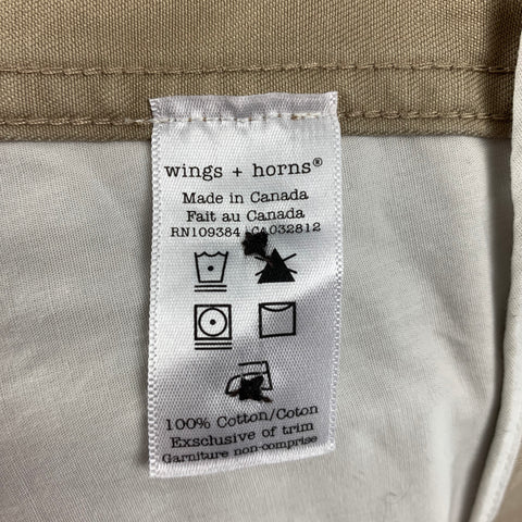 WINGS and HORNS Size 33 Khaki Cotton Chino Shorts