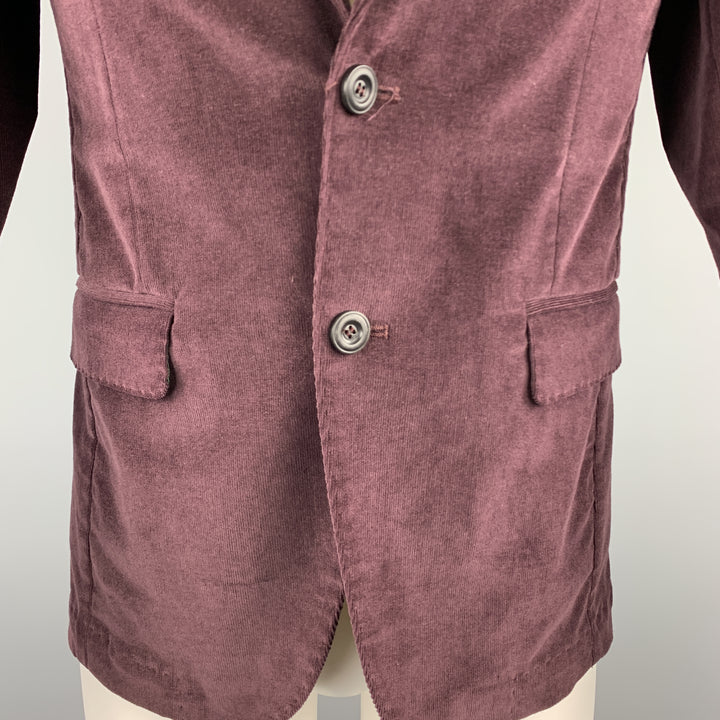 MESSAGERIE Burgundy Size 36 Cotton / Elastane Corduroy Notch Lapel Sport Coat