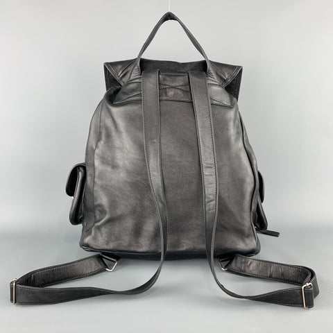 SAINT LAURENT Black Leather Drawstring ROCK SACK Backpack