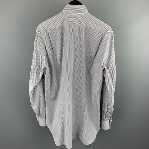 KITON Size S Brown & Blue Stripe Cotton Button Up Long Sleeve Shirt