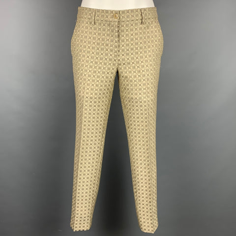ETRO Pantalon habillé en mélange de polyester jacquard taupe et beige taille 2