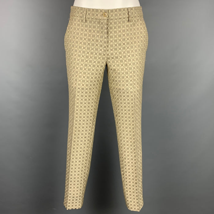 ETRO Size 2 Taupe & Beige Jacquard Polyester Blend Dress Pants