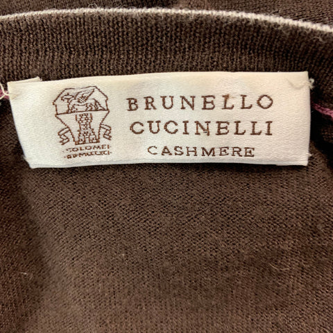 BRUNELLO CUCINELLI Size S Brown Grey Wool Cashmere V-Neck Pullover